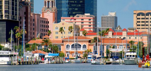 St Petersburg Yacht Club Marina and Skyline